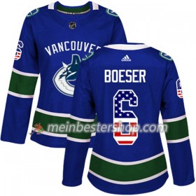 Vancouver Canucks Brock Boeser 6 Adidas 2017-2018 Blau USA Flag Fashion Trikot Authentic - Dame